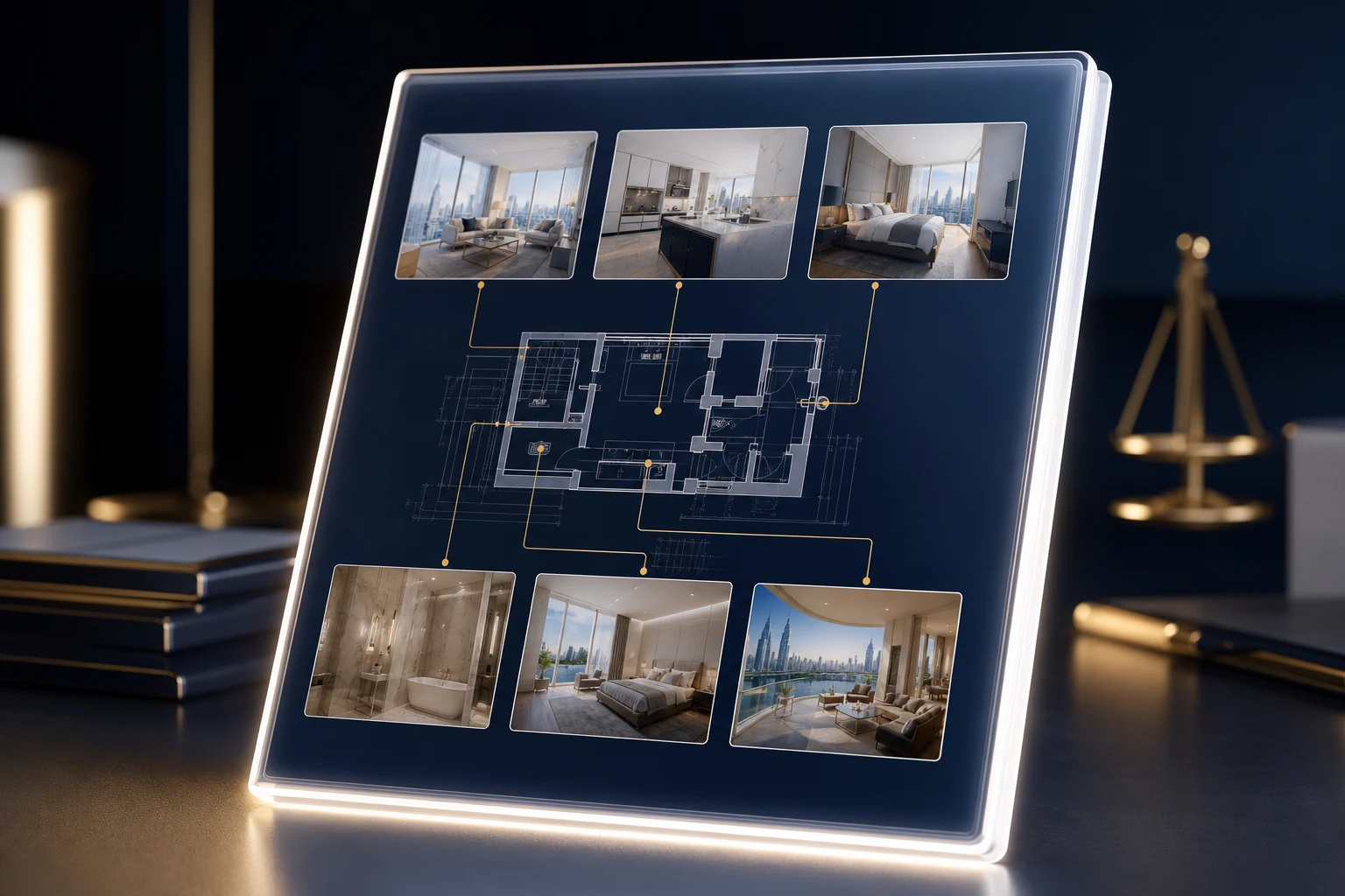 Floor-plan map linking every room photo into one verified handover record